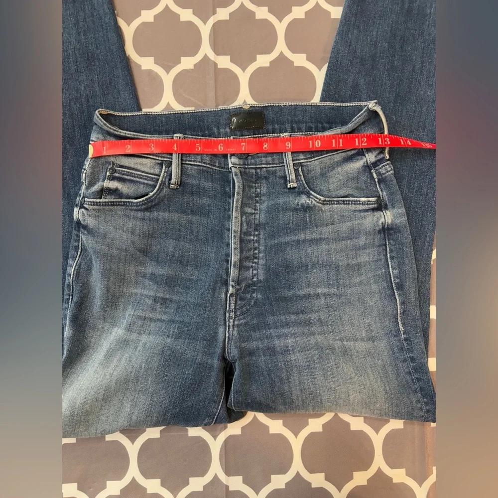 Mother The Stunner Ankle Fray Button Fly Women's Blue Distressed Jeans